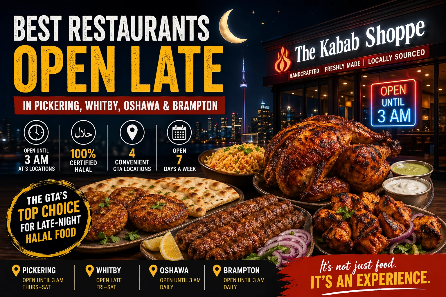 Best Restaurants Open Late in Pickering, Whitby, Oshawa & Brampton
