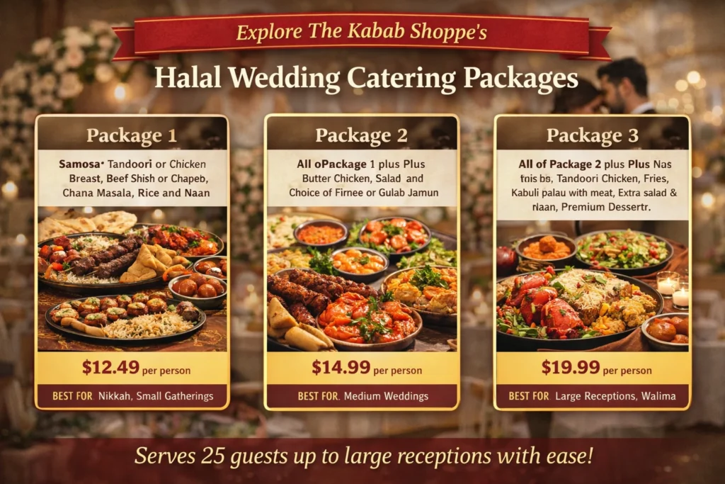 Halal wedding catering packages showcased