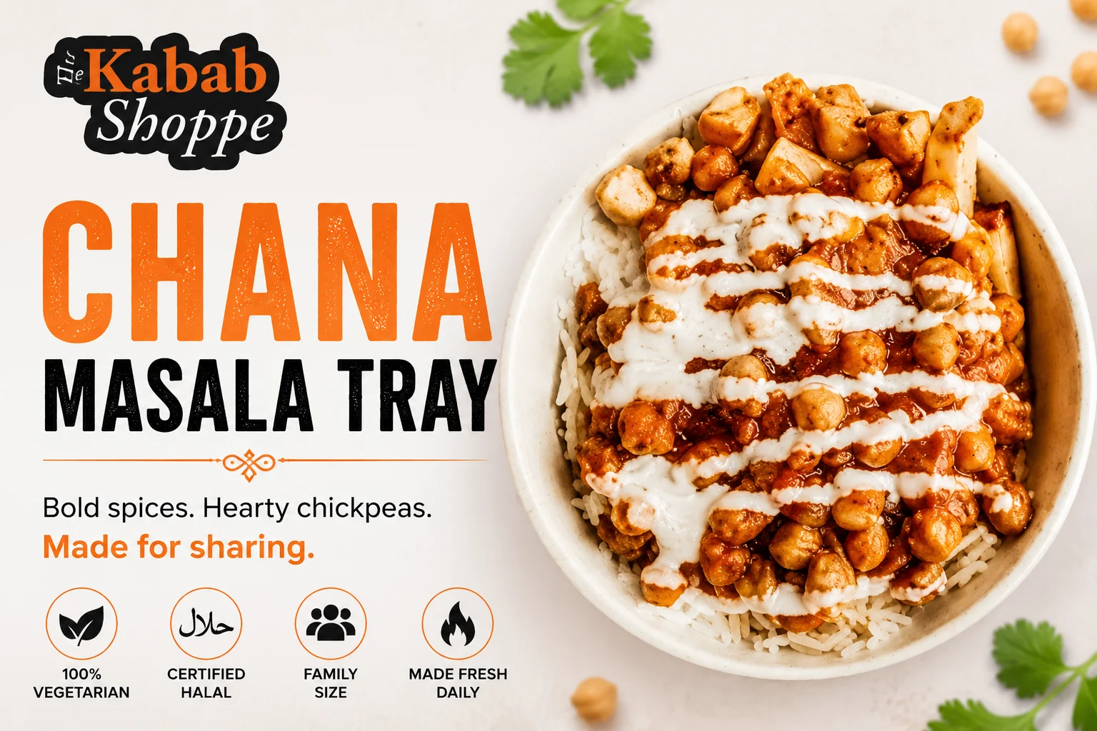 Discover the best halal Chana Masala Tray in the GTA Rich chickpea curry in spiced tomato gravy Order online for pickup, delivery or catering from Kabab Shoppe