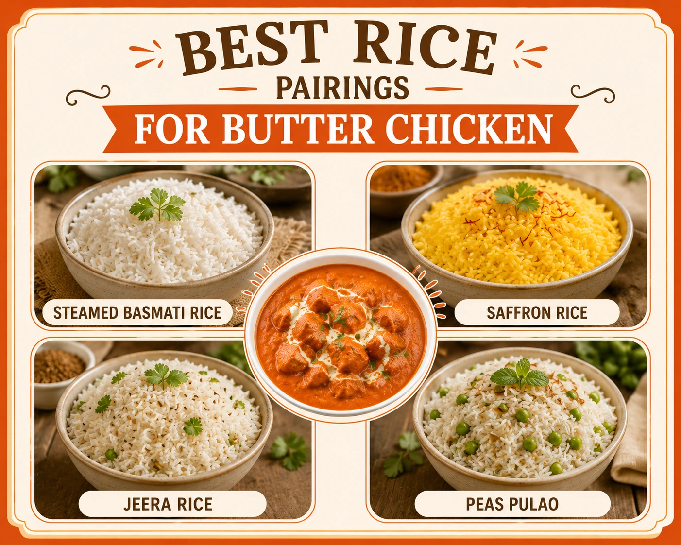 Best rice pairings for butter chicken including fluffy basmati rice