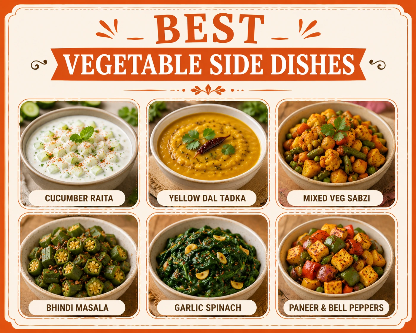 Best vegetable side dishes to serve with butter chicken like saag paneer and aloo gobi