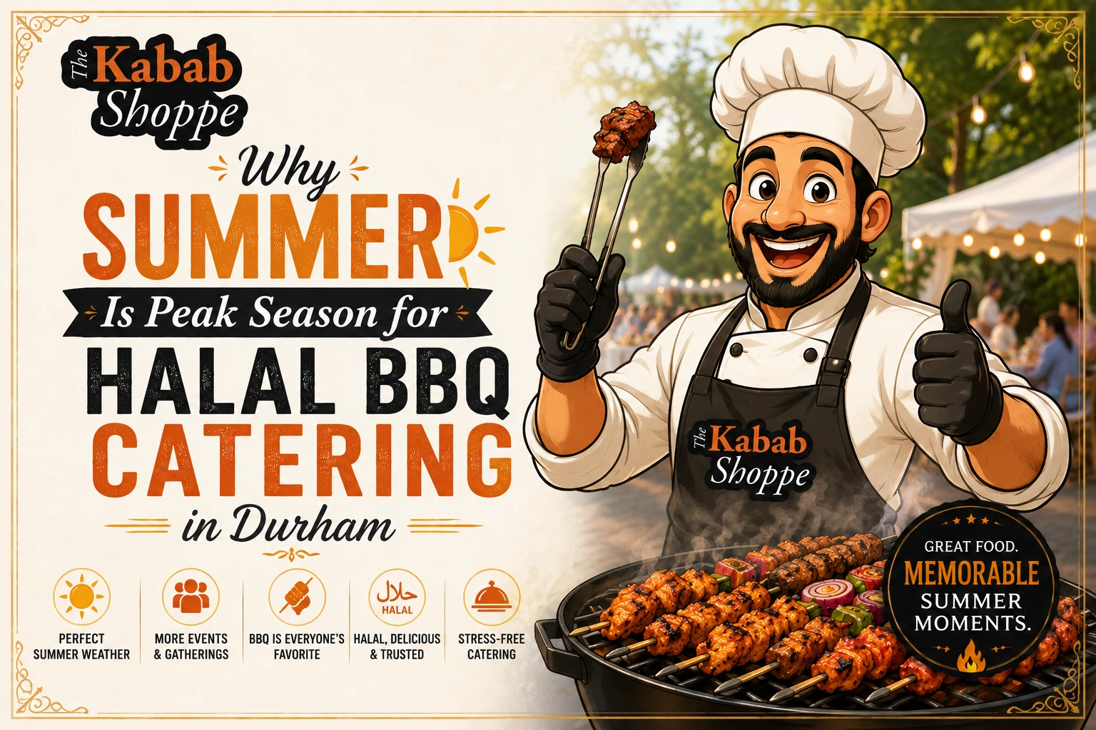 Halal BBQ catering platters set up for a fun summer event in Durham Region
