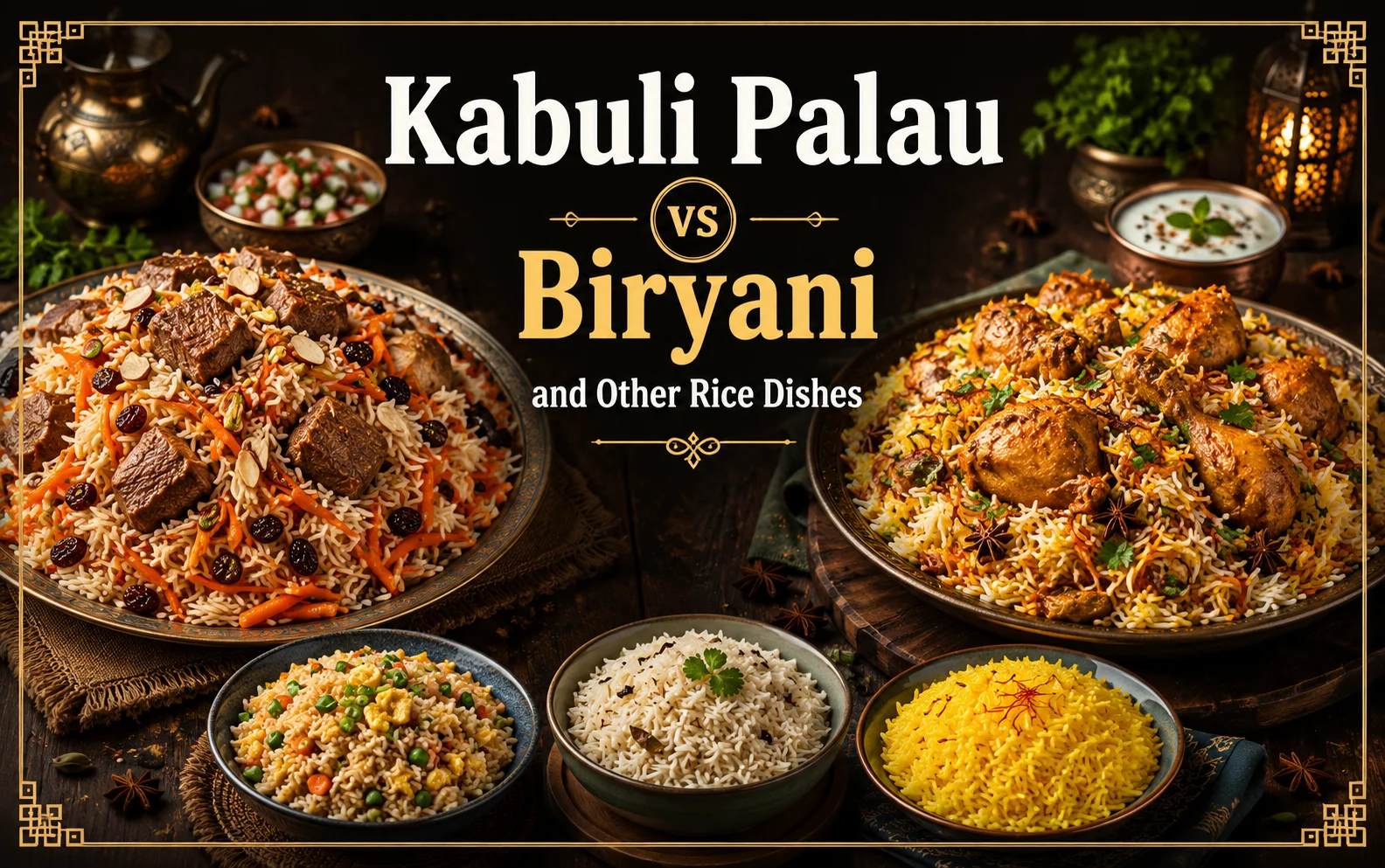 A plate of Kabuli Palau with tender lamb, sweet carrots and raisins, milder than spicy biryani