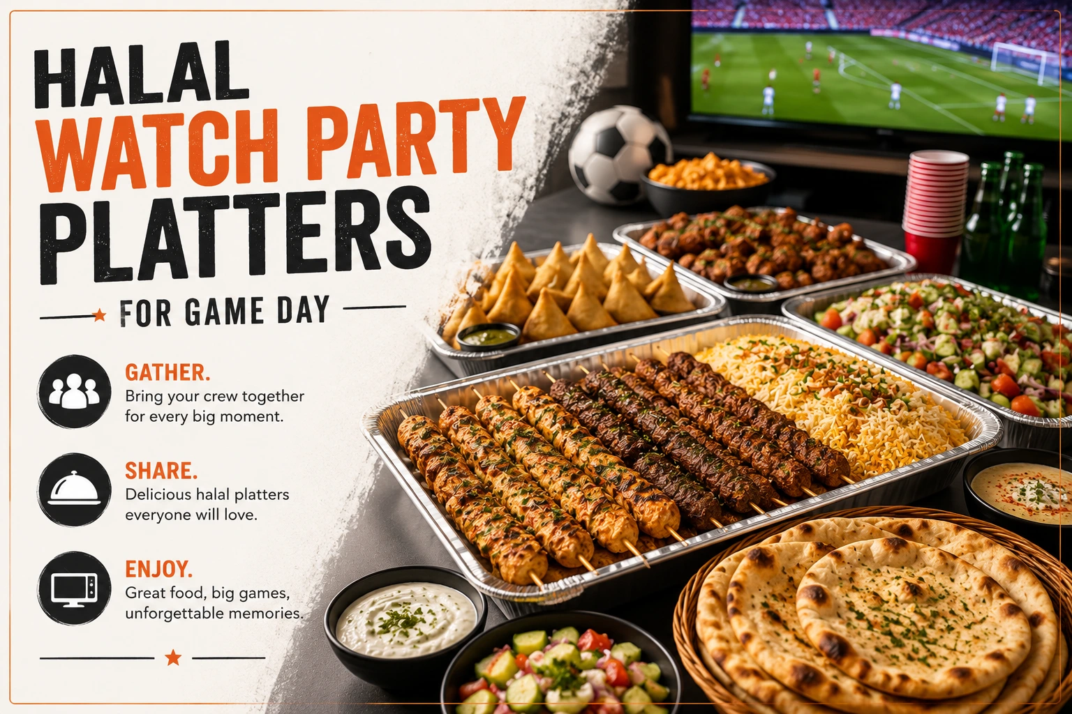 Halal watch party platters for game day from The Kabab Shoppe