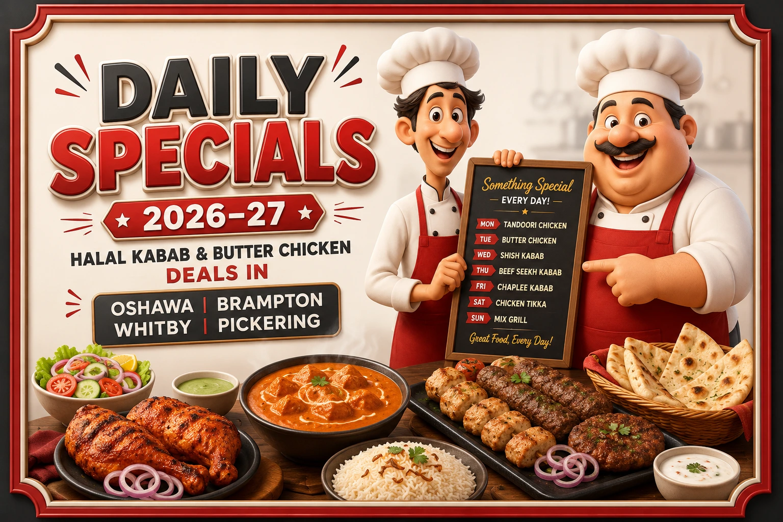 Halal Kabab & Butter Chicken Deals in Oshawa, Brampton, Whitby & Pickering