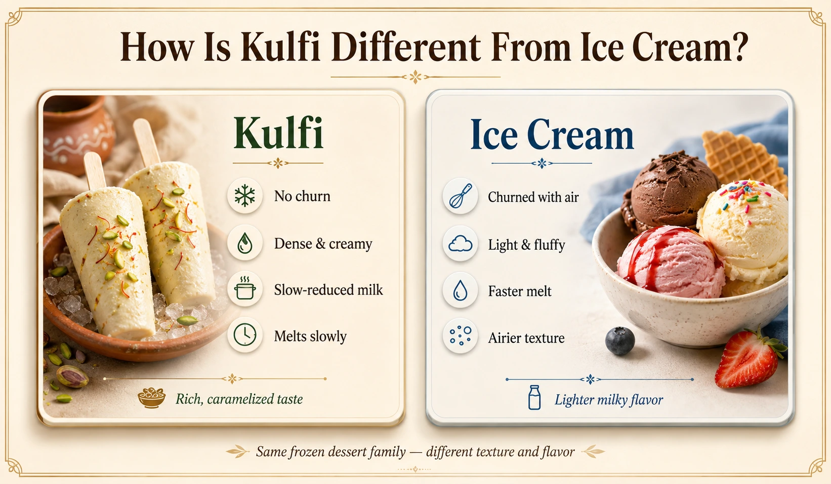 Kulfi vs ice cream, a flavourful comparison
