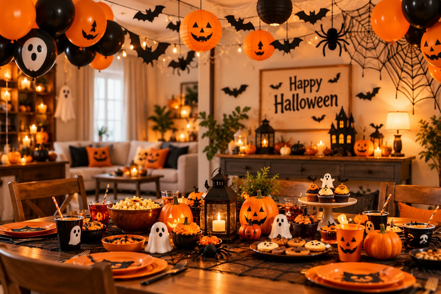 Cozy Halloween Family Party Setup